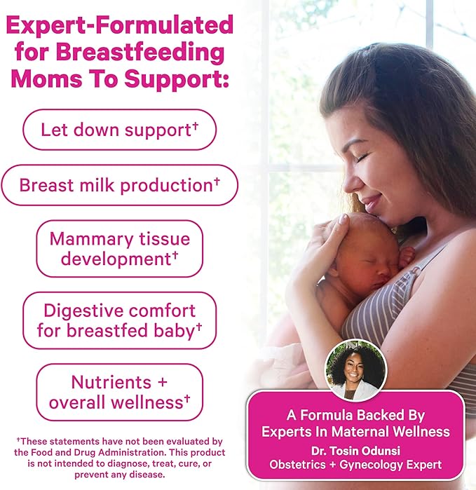 Pink Stork Total Lactation Supplement for Breast Milk Supply Organic Fenugreek and Alfalfa to Support Breastfeeding Milk Flow and Production Postpartum Essentials - 60 Capsules