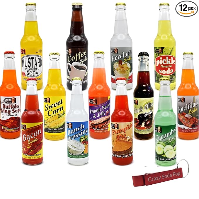 Lester's Fixins 12 PACK Outrageous Wild Crazy Unique Flavor Soda Pop Sampler Set