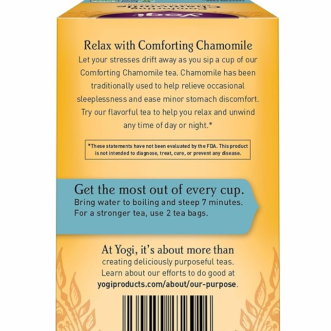 Yogi Tea Comforting Chamomile Tea - 16 Tea Bags per Pack (6 Packs) - Organic Chamomile Tea Bags - Supports a Good Night's Sleep &amp Occasional Stomach Discomfort - Made from Organic Chamomile Flower