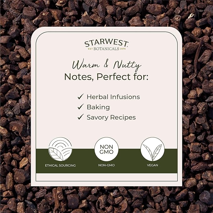 Starwest Botanicals Organic Roasted Dandelion Root - Loose Leaf Herbal Tea Cut &amp Sifted Certified Kosher Non-GMO Caffeine-Free - Bulk 1 lb Bag