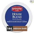 Community Coffee House Blend 144 Count Coffee Pods Medium Dark Roast Compatible with Keurig 2.0 K-Cup Brewers 36 Count (Pack of 4)