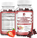 Lukaree 16 in 1 Cayenne Pepper Gummies- Sugar-Free 20x Capsaicin Supplements Complex w/Moringa Hawthorn Beet Root - Plus Wormwood Citrus Bergamot Support Circulation* &amp Overall Wellness* - 60 C