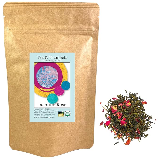 USDA Organic Jasmine Rose Loose Leaf Green Tea 1 LB (16 oz)