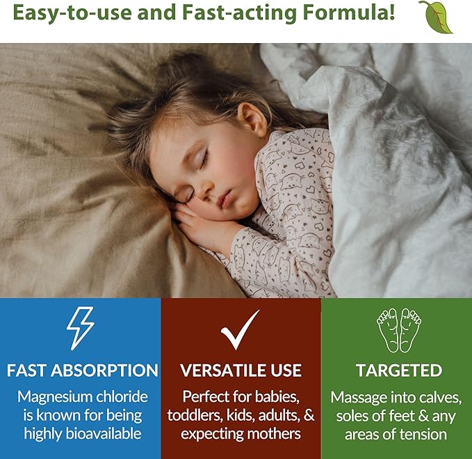 Taspen's Organics Magnesium Unscented Sleep Cream | Natural Nighttime Topical Magnesium for Babies Toddlers Kids &amp Pregnancy | Promotes Relaxation Deep Sleep &amp Soothes Muscles (4 oz)