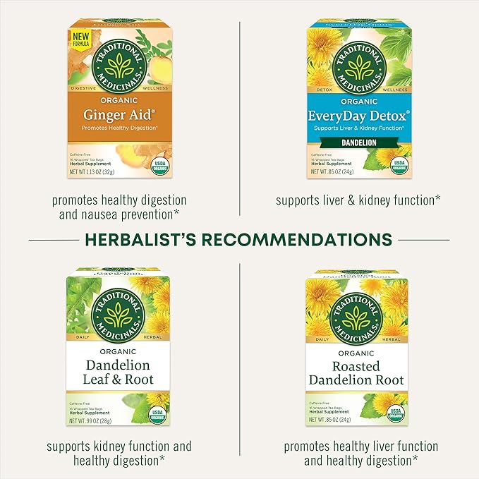 Traditional Medicinals Tea Organic Dandelion Chai Probiotic Supports Healthy Digestion 96 Tea Bags (6 Pack)