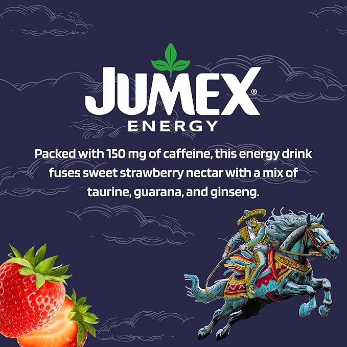 Jumex Strawberry Nectar Energy Drink 150 mg of Caffeine Real Fruit Juice 15 fl oz (Pack of 12)