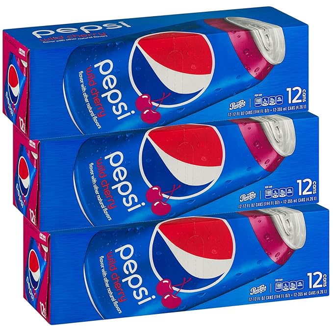 Pepsi Wild Cherry Soda Fridge Pack Bundle 12 fl oz 36 Cans
