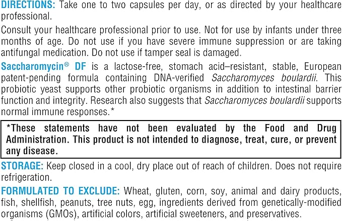 XYMOGEN Saccharomycin 10B - Stomach Acid-Resistant DNA-Verified Saccharomyces boulardii - Dairy Free Yeast Probiotics for Gut Support &amp Immune Health - Formerly Saccharomycin DF (60 Capsules)