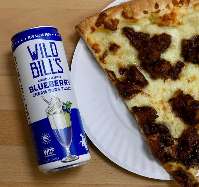 Blueberry - Wild Bill's Zero Sugar Cream Soda Zero Artificial Colors Flavors or Preservatives Naturally Sweetened (Individual 12oz Cans12-Pack)