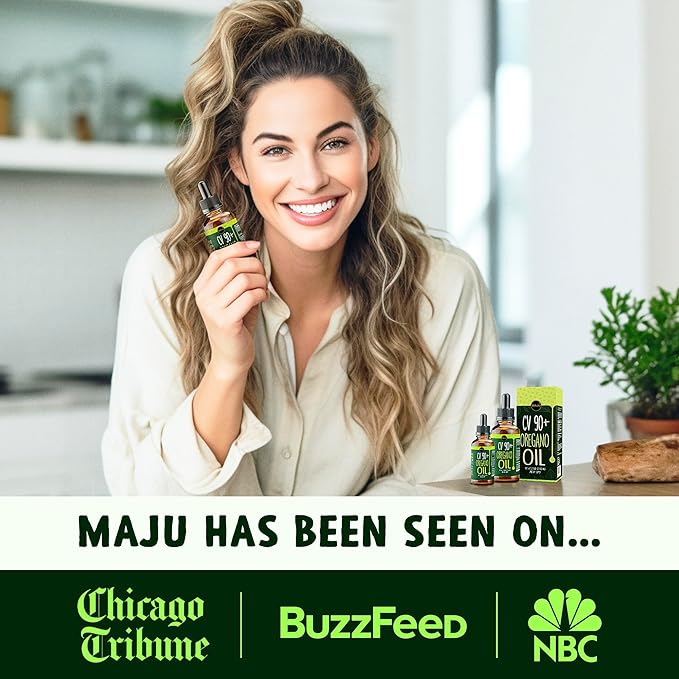 Maju Superfoods Oregano Oil Drops Potent 90%+ Carvacrol (1 fl Oz) Wild Mediterranean Essential Oil of Oregano Liquid Aceite de Oregano Immune and Seasonal Support