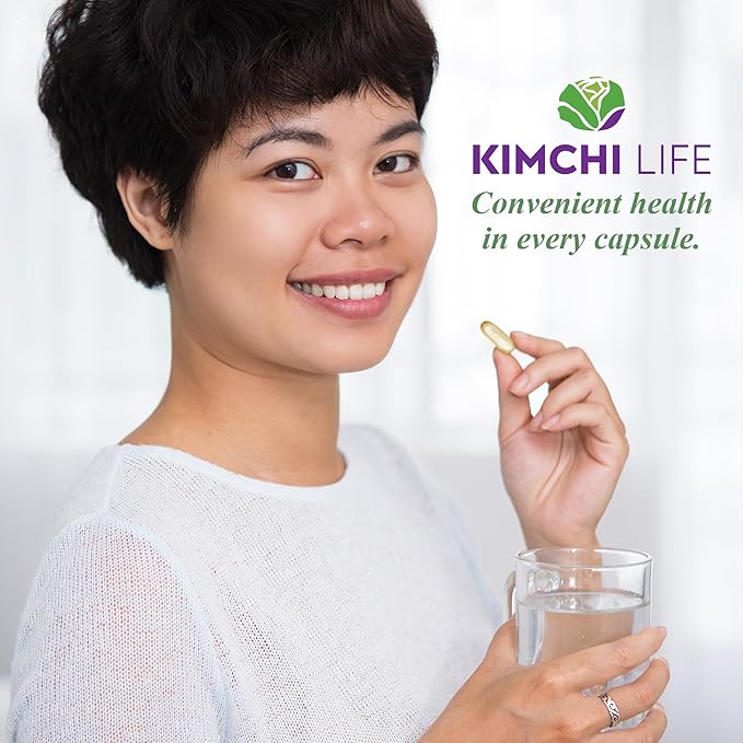 – Daily Capsules of Premium Fermented Kimchi - Vegan &amp Natural Nutritional Supplement - Probiotics for Gut Health &amp Immune Support – Enhance Energy Focus Skin and Hair Health