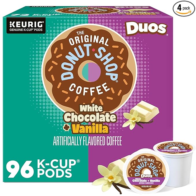 The Original Donut Shop Duos White Chocolate + Vanilla Keurig Single Serve K-Cup pods 96 Count