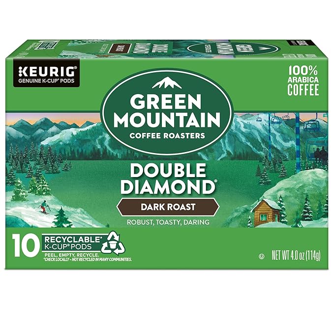 Green Mountain Coffee Roasters Double Diamond Keurig Single-Serve K-Cup pods Dark Roast Coffee 60 Count (6 Packs of 10)