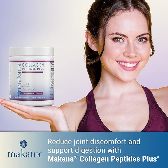 Makana Collagen Peptides Plus – with Verisol® Vitamin C Hyaluronic Acid &amp Amino Acids – Supports Hair Skin Nails &amp Joints 30 Servings – Raspberry Flavor