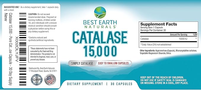 Best Earth Naturals Catalase Supplement 15000 - Hair Supplements for Strong Hair - 30-Day Supply
