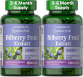 Puritan's Pride Premium Bilberry Fruit Extract 250 mg (1000mg equivalent) 4:1 Concentrated Traditional Herbal Supplement Vitamin C 3 to 6 Month Supply 180 Rapid Release Softgels 2-Pack