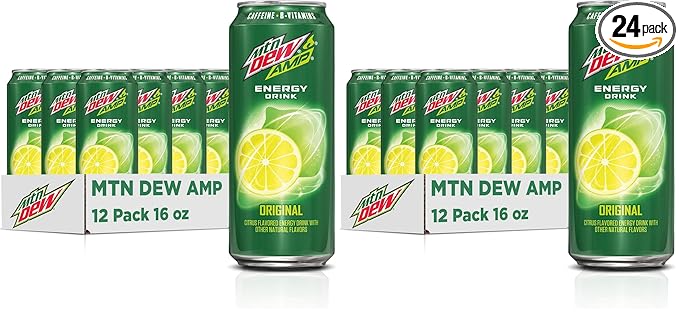 Mtn Dew AMP EnergyOriginalEnergy Drink with CaffeineB Vitamins16 fl oz cans(Pack of 24)