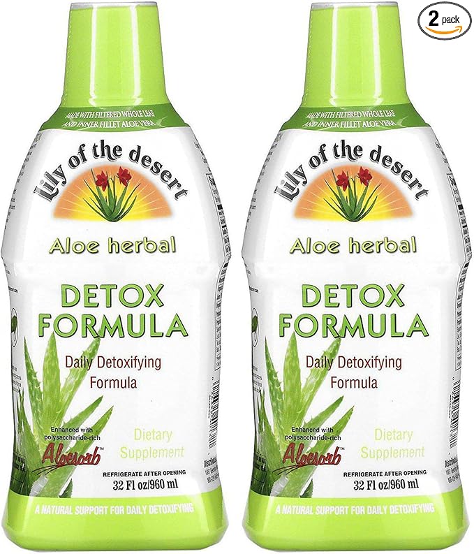 Lily Of The Desert Detox Formula 2-Pack – Aloe Vera and Trusted Herbs for Urinary Tract Gallbladder and Liver Support 32 Oz Ea
