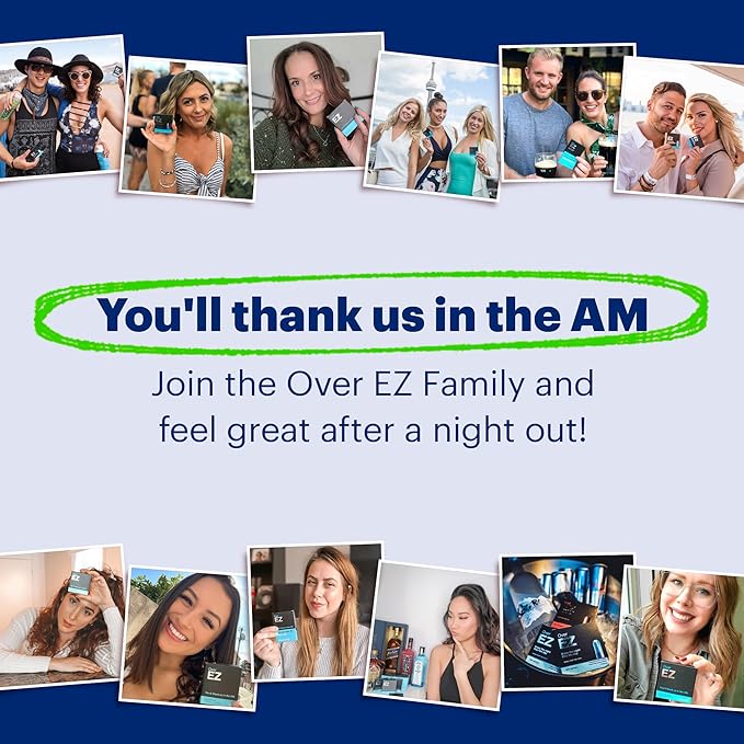 OVER EZ Pre-Drink Supplement - Party Recovery &amp Prevention Pills for a Night Out &amp Better Mornings (12 Capsules) &amp Milk Thistle Amino Acids Vitamin Bs
