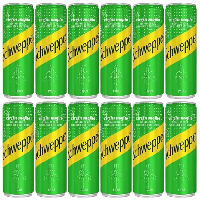 Schweppes's Virgin Mojito Non-Alcoholic Carbonated Soft Drink Each 330ml (24 Pack)