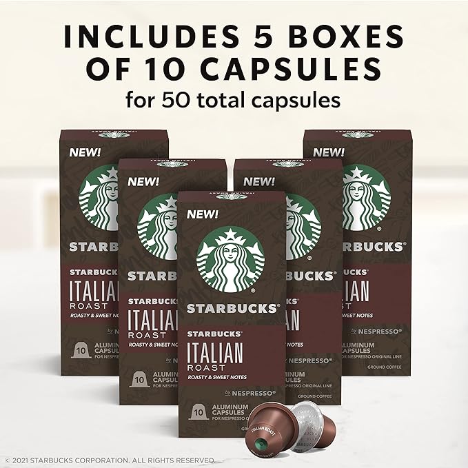 Starbucks by Nespresso Original Line Dark Roast Italian Roast Coffee 50-count Espresso Pods