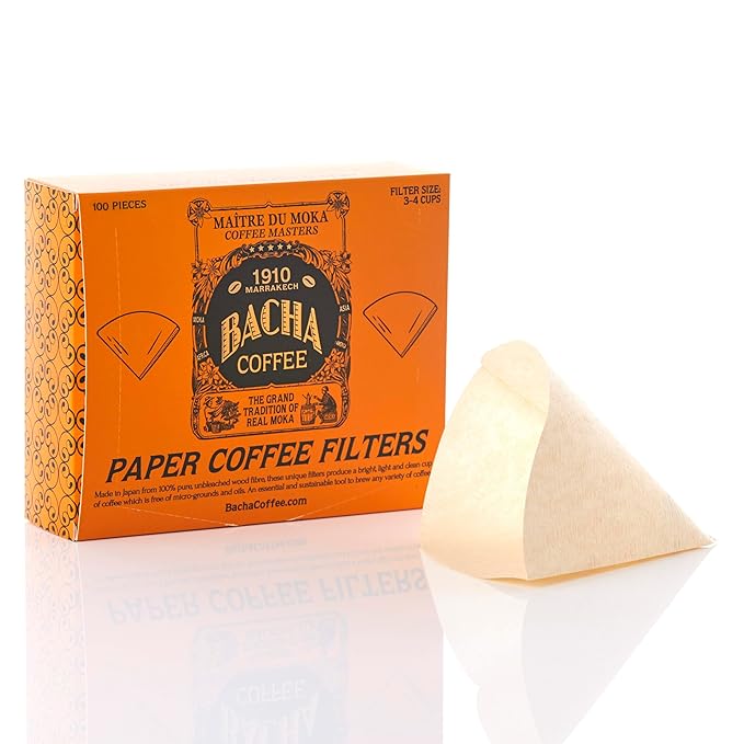 Bacha Coffee | El Flamingo Single Origin Decaffeinated Coffee Autograph Collection 100% Arabica Specialty Coffee Ground Beans Medium Dark Roast &amp Paper Filters Large. 100 pcs. 3-4 Cups
