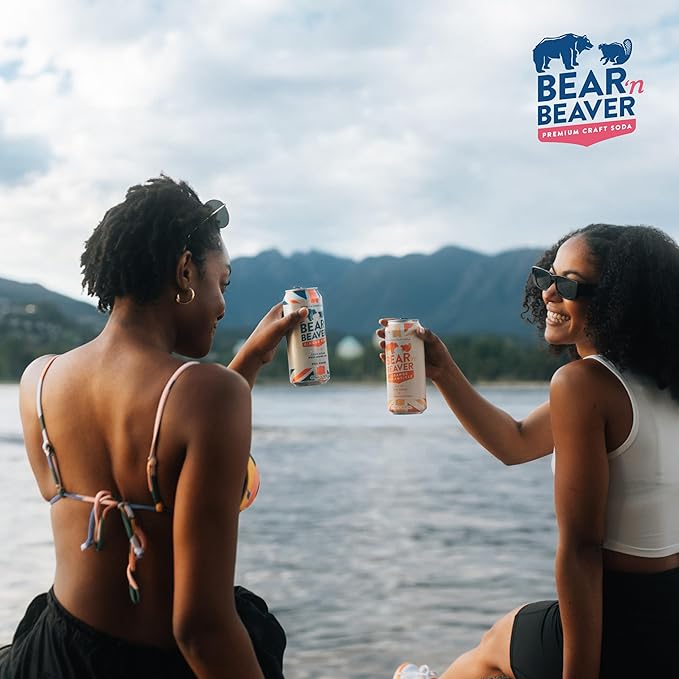 Bear 'n Beaver Premium Craft Cream Soda Soft Drinks Made with 100% Cane Sugar &amp Pure Vanilla - Vegan &amp Gluten-Free - Bold Caffeine Free Flavor for Mocktails Floats &amp Mixing - 12 Pack of 1
