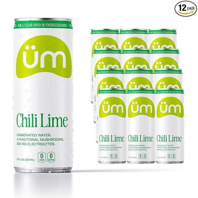 üm Functional Sparkling Water with Lions Mane Cordyceps Reishi Chaga &amp Electrolytes - Mental Clarity Energy Immunity Stress Relief Hydration - Zero Sugar Zero Caffeine 12fl oz Pack of 1