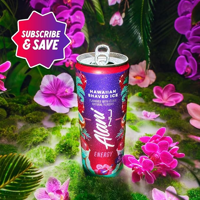 New Alani Energy Drinks Winter Wonderland Hawaian Shaved Ice Pink Slush Variety Pack Sugar-Free Low-Calorie Energy Boost Drink 12 fl oz (Pack of 6) Repackaged By * Shadow Hunter*