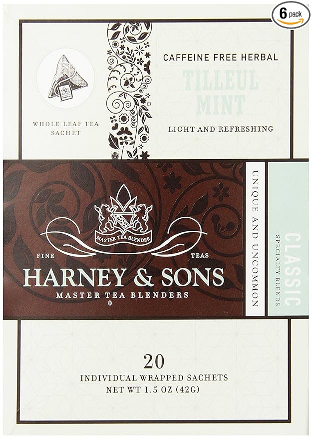 Harney &amp Sons Tilleul Mint Herbal Tea 20 Count (Pack of 6)