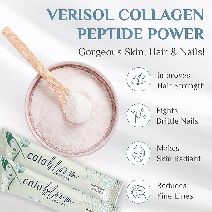 Beauty Collagen Powder with Verisol Peptides – Skin &amp Hair Support Supplement – 28 Stick Packs – Non-GMO Gluten-Free Unflavored – Easy Mix Collagen for Women