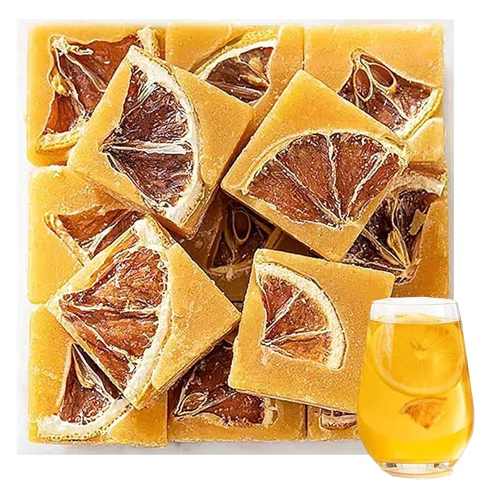 Rock Sugar Lemon Tea Lemon Honey Rock Candy 10.93oz /310g Yellow Lump Rock Sugar with Lemon Sugar Cubes Lemon Honey Candy Caffeine Free Individual Package