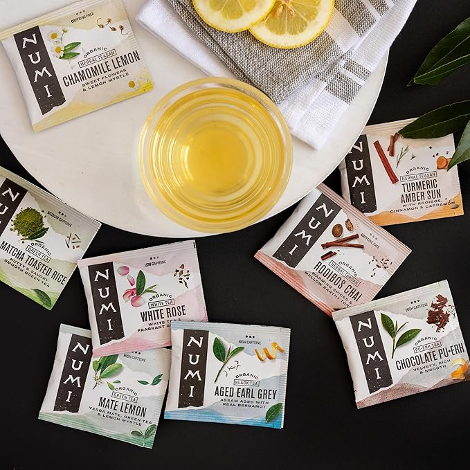 Numi Organic Chamomile Lemon Tea – 54 Herbal Tea Bags – Caffeine Free Calming Egyptian Chamomile &amp Lemon Myrtle – Caffeine Free Floral Citrus Herbal Tea