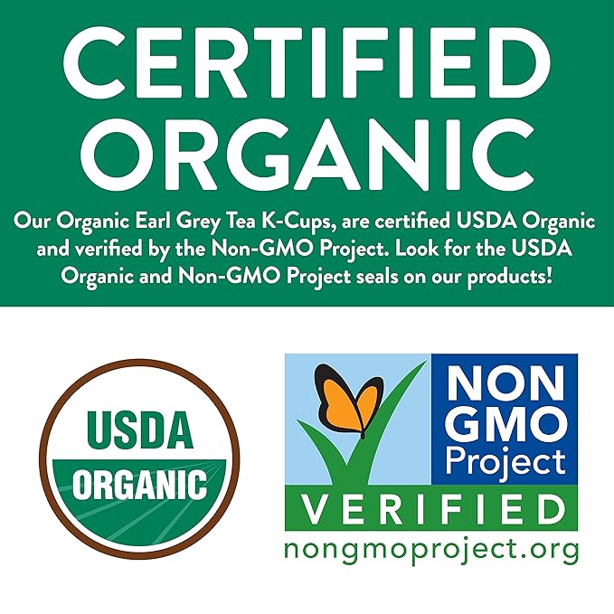 FGO Organic Earl Grey Tea K-Cup Pods for Keurig 24 Count (Pack of 1) Premium Black Tea is USDA Organic Non-GMO &amp Recyclable with Naturally Occurring Caffeine