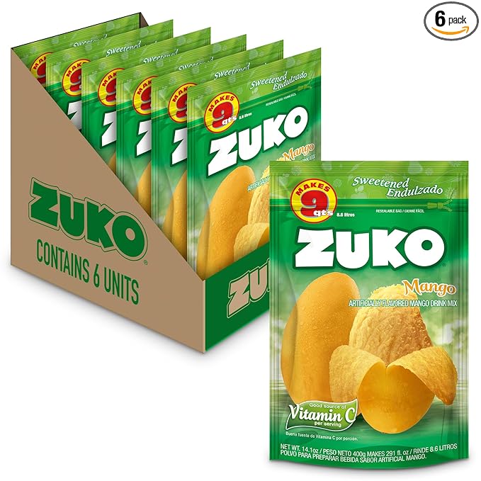 Zuko Mango Instant Powder Drink Family Pack 14.1 oz Pack of 6