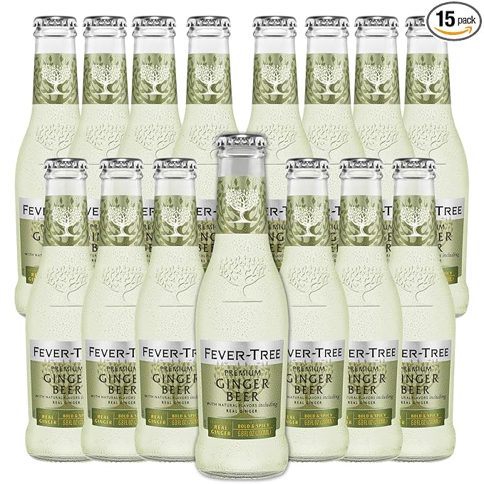 Fever Tree Premium Ginger Beer - Premium Quality Mixer and Soda - Refreshing Beverage for Cocktails &amp Mocktails 200ml Bottle