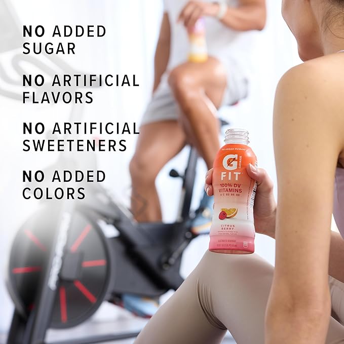 Gatorade Fit Electrolyte Beverage Healthy Real Hydration Watermelon Strawberry 16.9.oz Bottles (12 Pack)