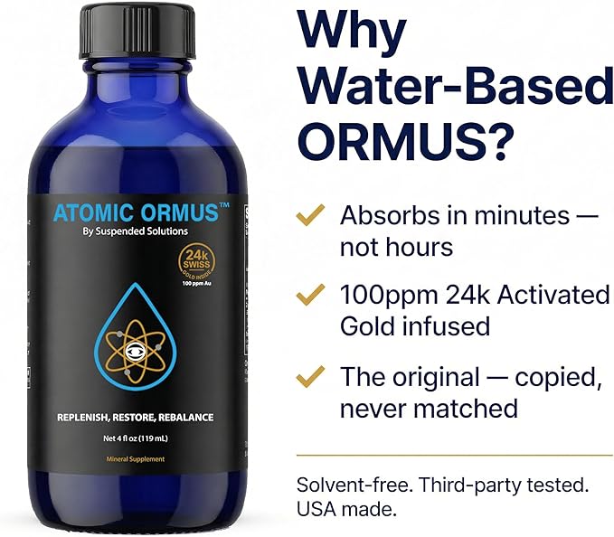 Liquid Monoatomic 24k Gold ORMUS – 4oz 24k Gold Platinum Iridium ORMUS Energetically Enhanced Memory Energy Stamina &amp Vitality Vegan Supplement