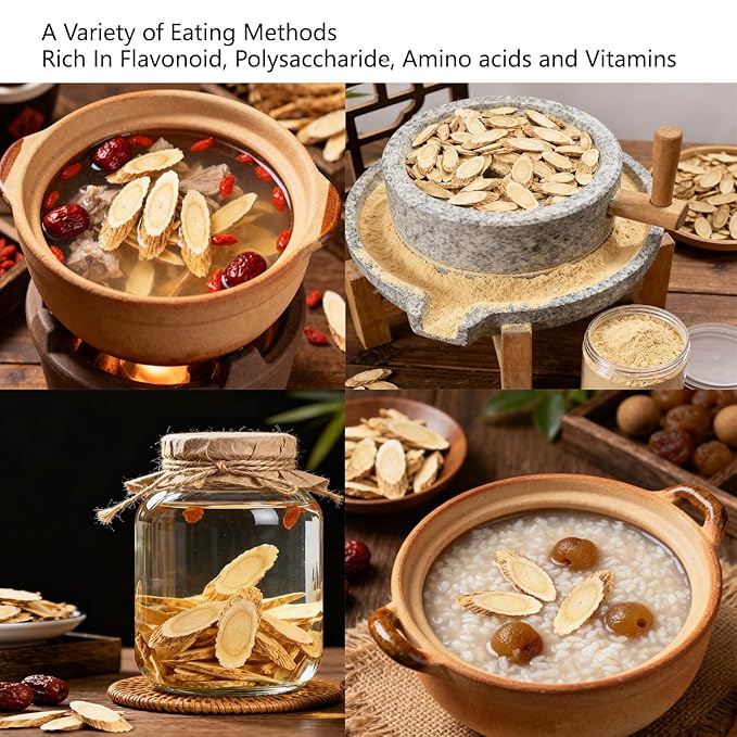 Premium Astragalus Root Slice Radix Astragali Slices100% Pure &amp Natural Huang Qi Huangqi Dried Pure Chinese Herbs for Immune Support Dried Astragalus Root for Tea Soup 黄芪片 16OZ/Bag