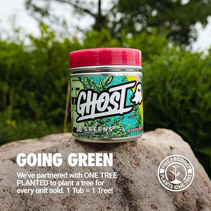 GHOST Greens Powder Lime - 30 Servings - 19 Superfood Greens &amp Reds Powder Fruits Vegetables Spirulina &amp Chlorella Prebiotics 10 Billion CFU Probiotic &amp Digestive Enzymes - Gluten-F
