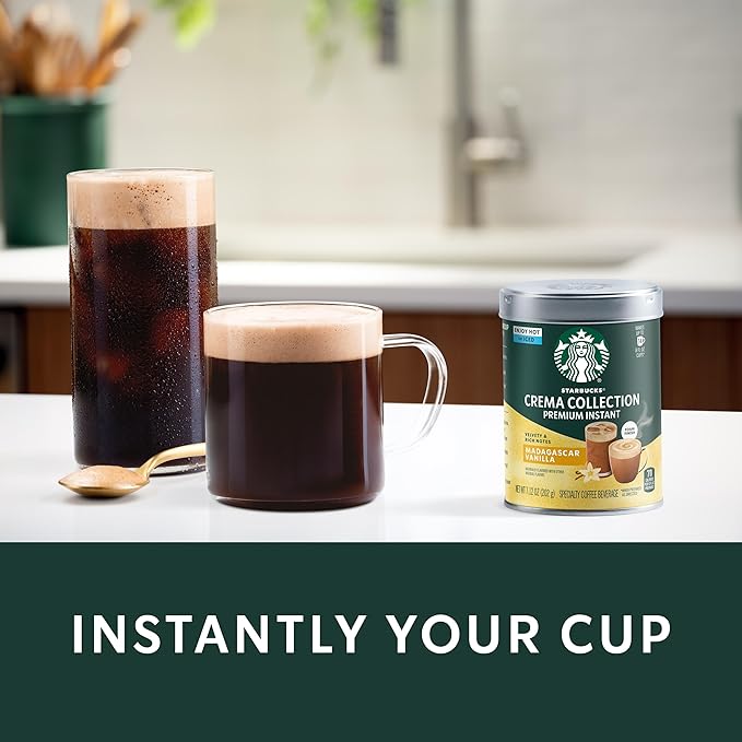 Starbucks Crema Collection Premium Instant Madagascar Vanilla Flavored Instant Coffee 100% Arabica Beans 3 Tins (7.12 Oz Each)