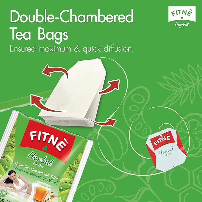 FITNE Green Tea Herbal Honey Lemon With Garcinia Senna Infusion Gentle Detox Cleanse High Antioxidant No Calories Stevia Sweetener 60 Tea Bags