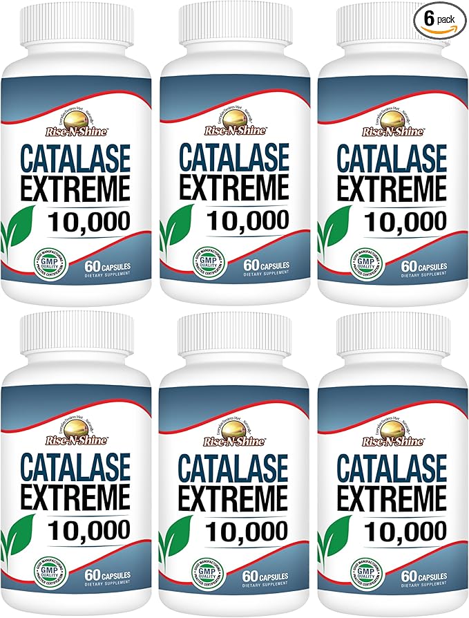 Rise-N-Shine Catalase Extreme Supplement 10000 with Saw Palmetto Biotin Fo-Ti PABA - Hair Supplements for Strong Hair - 360 Capsules - Pack of 6 (180-day Supply)
