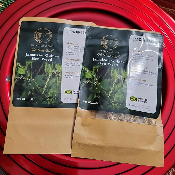 Jamaican Guinea Hen Weed Tea – 4oz (2 x 2oz Packs) – Handpicked Loose Leaf Herbal Tea – Anamu Herbs – Dried Leaves 100% Organic from Jamaica – Inspired Gems