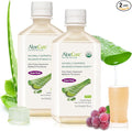 AloeCure USDA Organic Aloe Vera Juice Grape Flavor Made Within 12 Hours of Harvest - Pure Aloe Vera Digestive &amp Immune Health Supplement Helps Maintain Balanced Stomach Acidity 16.7oz x 2 Btls