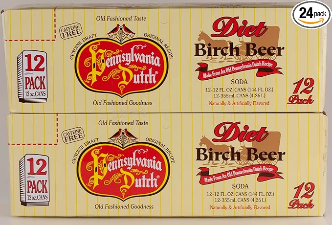 PA Dutch Diet Birch Beer Protected With High-Density Foam Favorite Amish Drink 12 Oz. Cans (Case of 24 Cans)