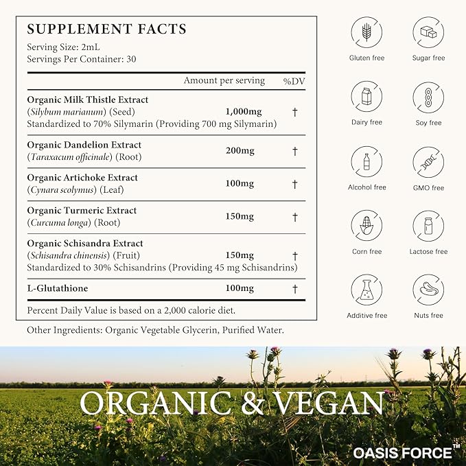2 Pack Milk Thistle Drops for Liver Cleanse Detox &amp Repair Milk Thistle Extract Liquid Supplement with Dandelion &amp Artichoke for Liver Support Vegan Organic Alcohol-Free 4 FL OZ