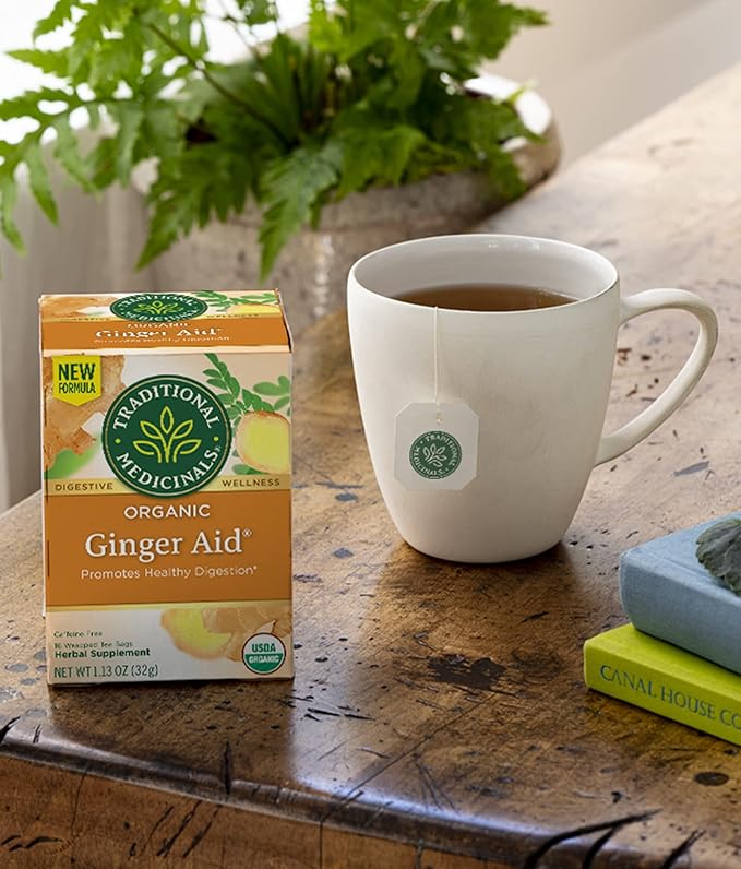 Traditional Medicinals Organic Ginger Aid Herbal Tea Promotes Healthy Digestion (Pack of 3) - 48 Tea Bags Total