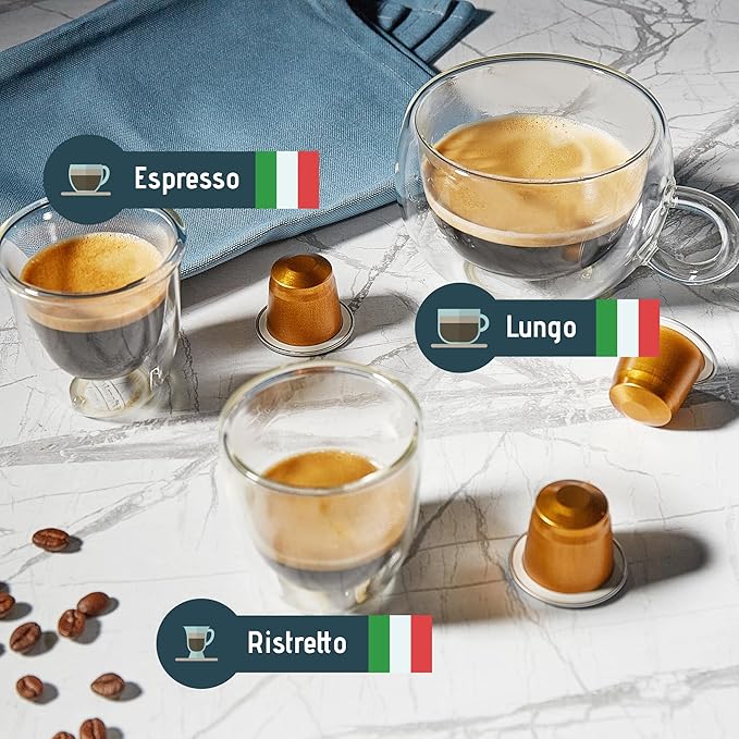 Artuzzi 100ct Compatible Nespresso Coffee Pods For Nespresso Original Machines | 40 Espresso 40 Ristretto 20 Lungo Capsules Italian Roast | Variety Pack I Aluminum &amp Recyclable