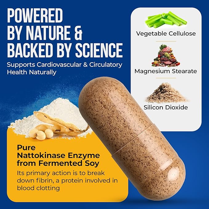 Nature's Nectar Organic Nattokinase supplement 250mg – Double Strength Nattokinase 5000 fu Natural Blood Thinner Supports Cardiovascular &amp Blood Circulation Health – Non GMO &amp Gluten Free 90